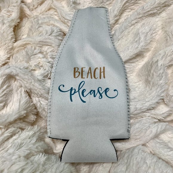 Beach Please Bottle Koozie with Zipper for Resort Vacay Beach or Pool - Picture 3 of 3